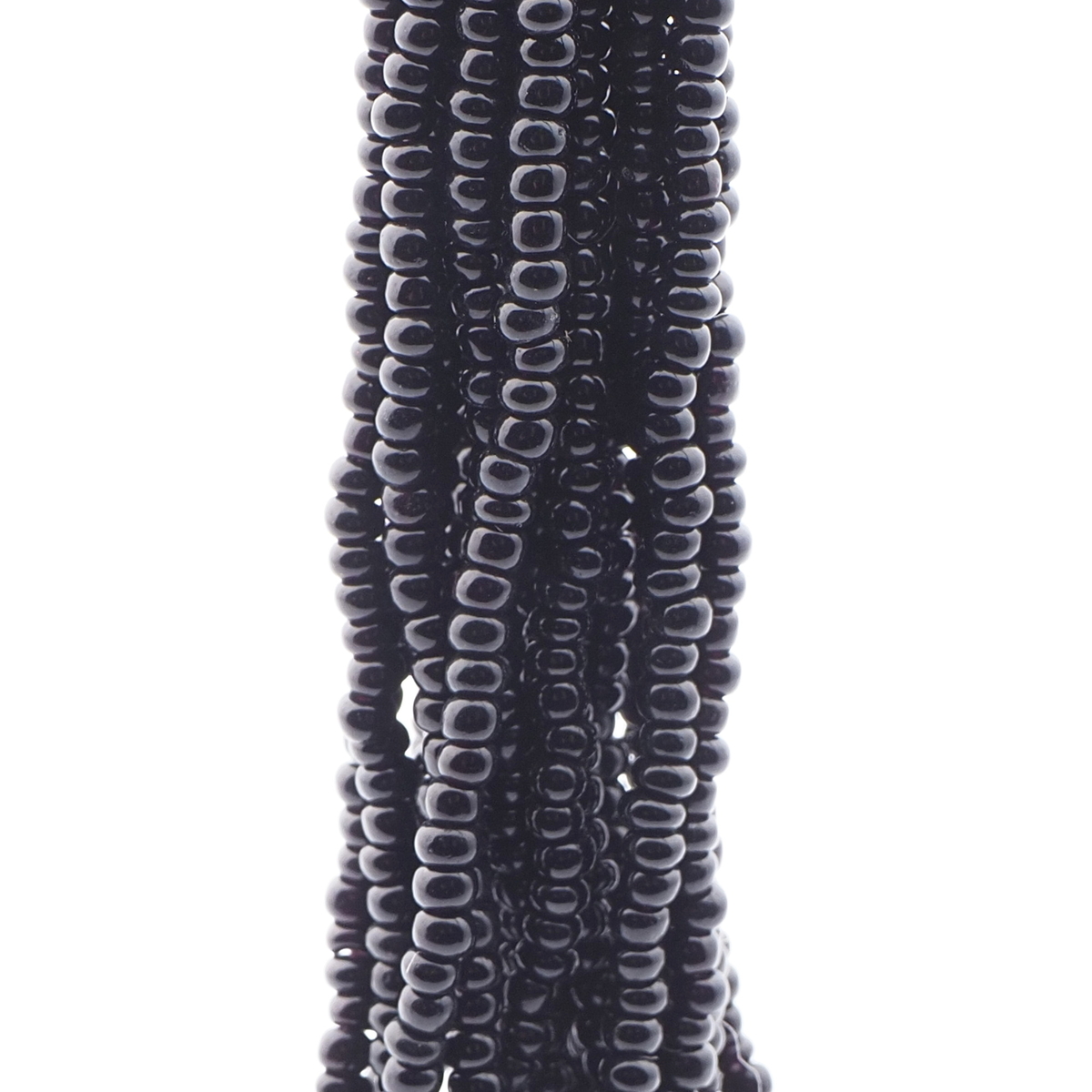 Hank (900) Vintage Czech black seed beads 19 beads per inch
