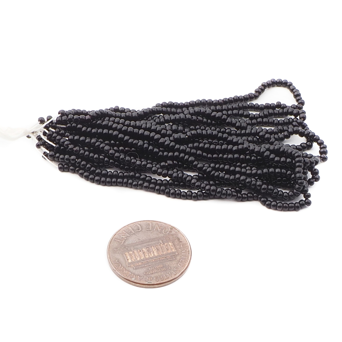 Hank (900) Vintage Czech black seed beads 19 beads per inch