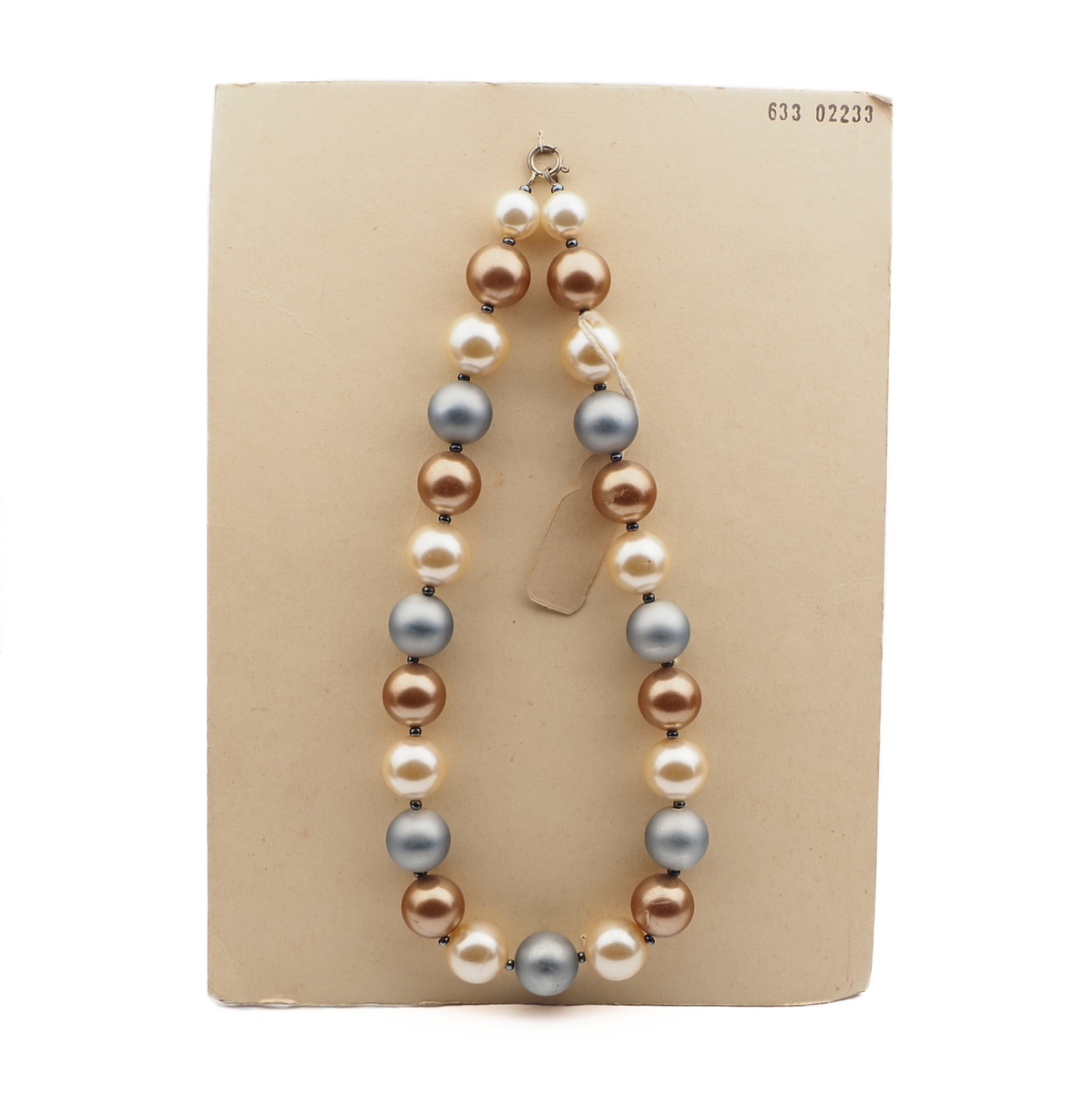 Vintage Czech necklace large pearl metallic beads 