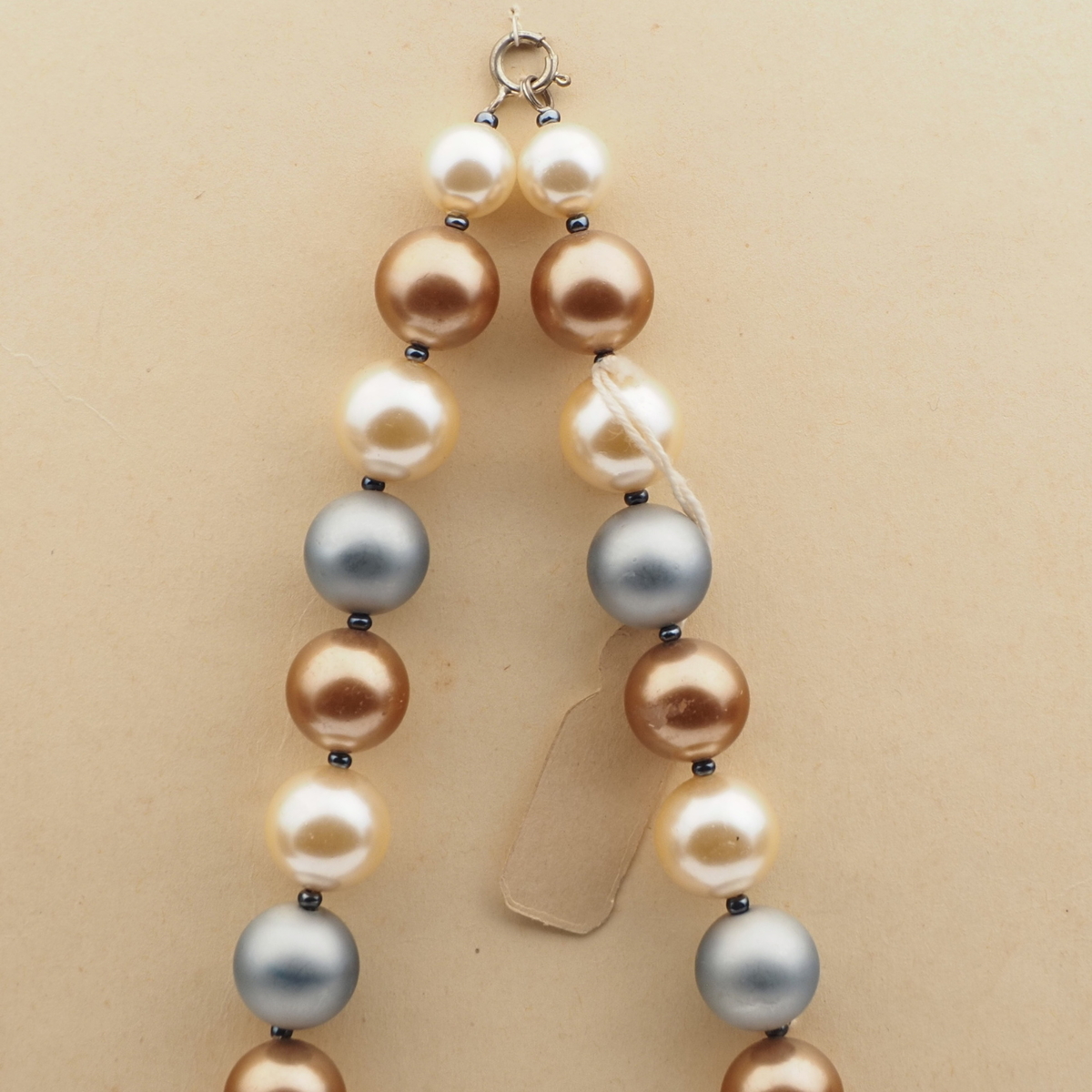 Vintage Czech necklace large pearl metallic beads 