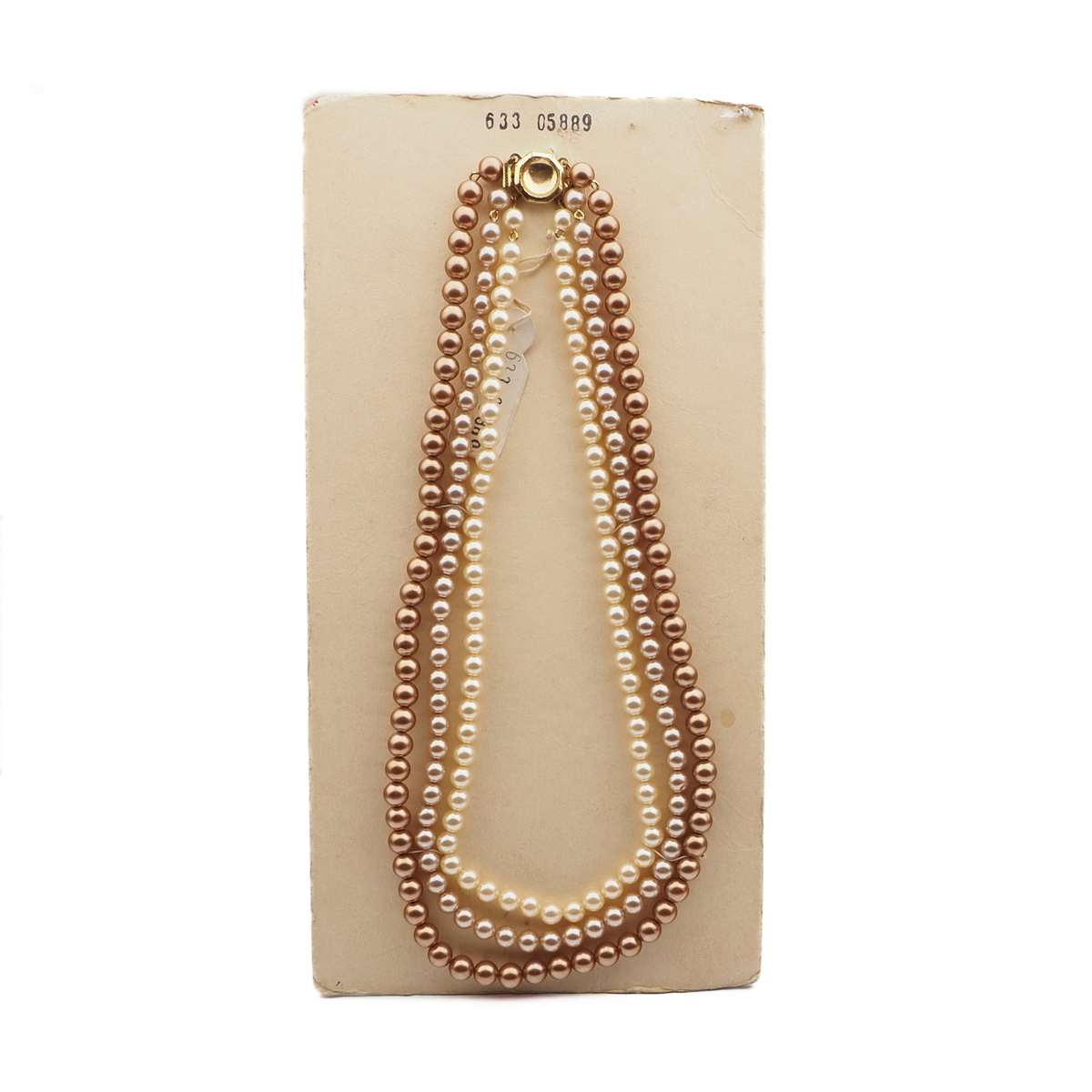 Vintage Czech 3 strand necklace pearl glass beads 