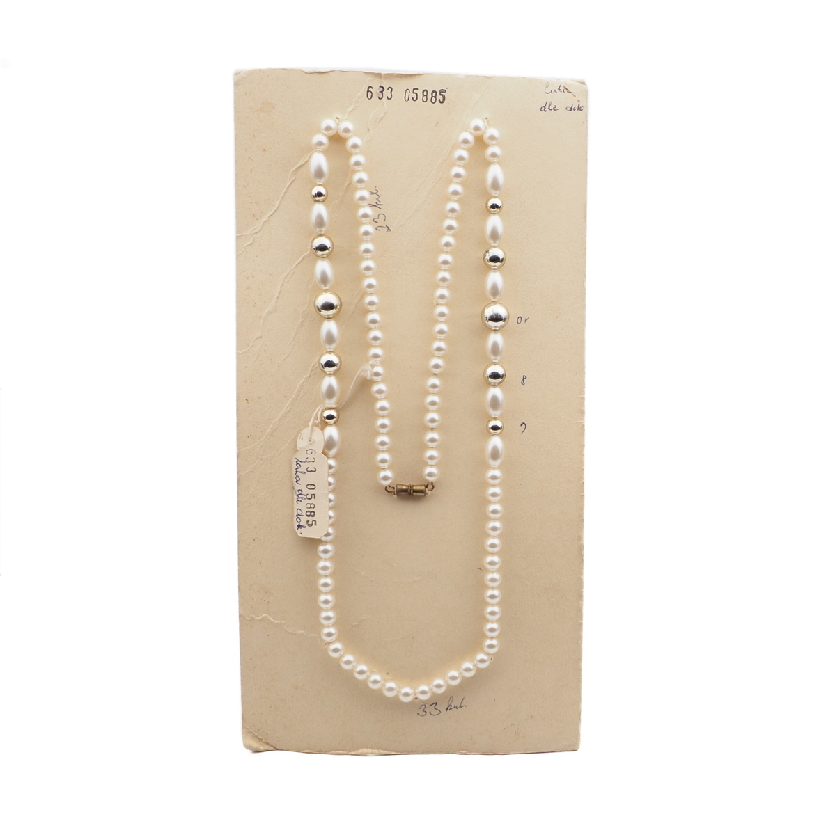 Vintage Czech necklace pearl round oval glass plastic beads 
