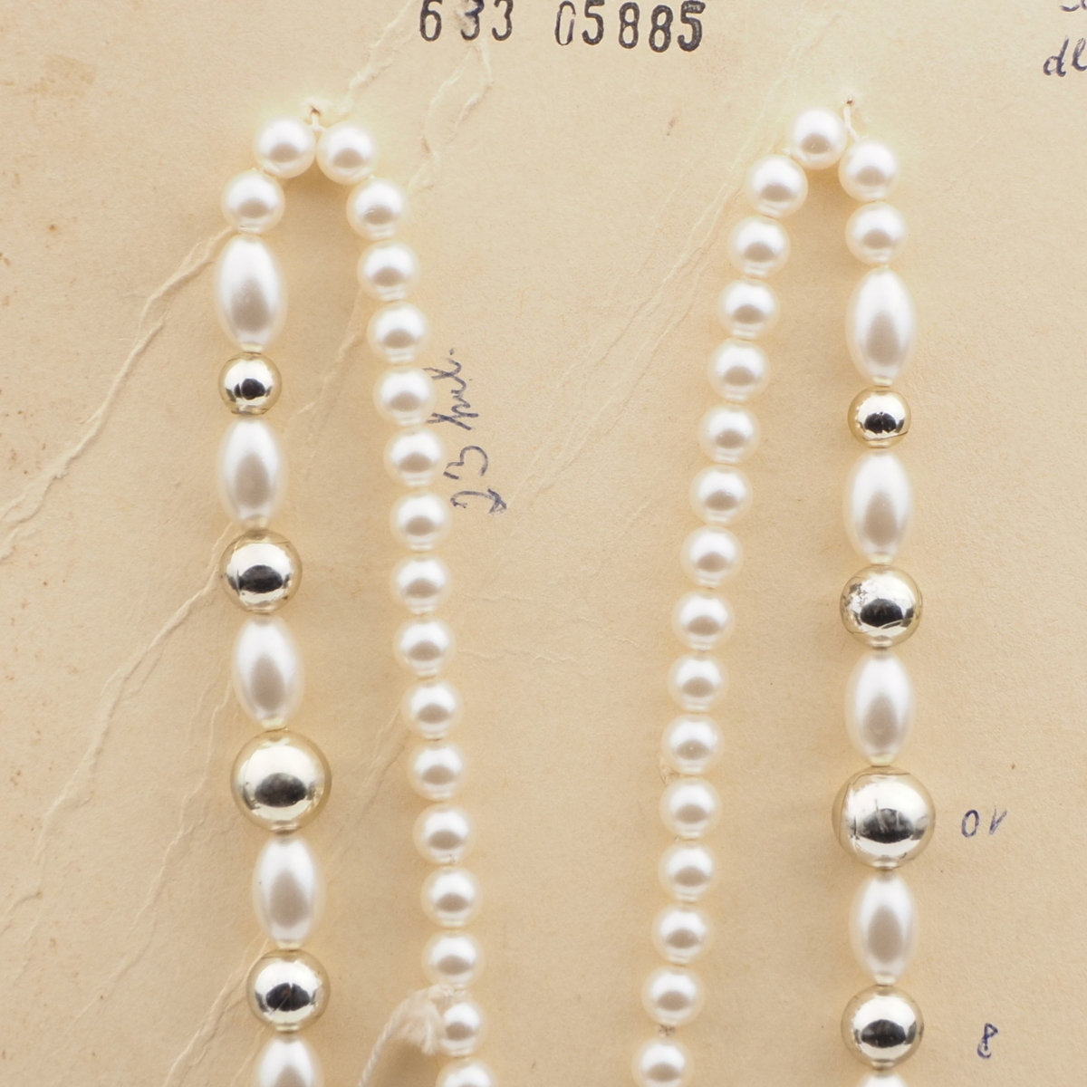 Vintage Czech necklace pearl round oval glass plastic beads 