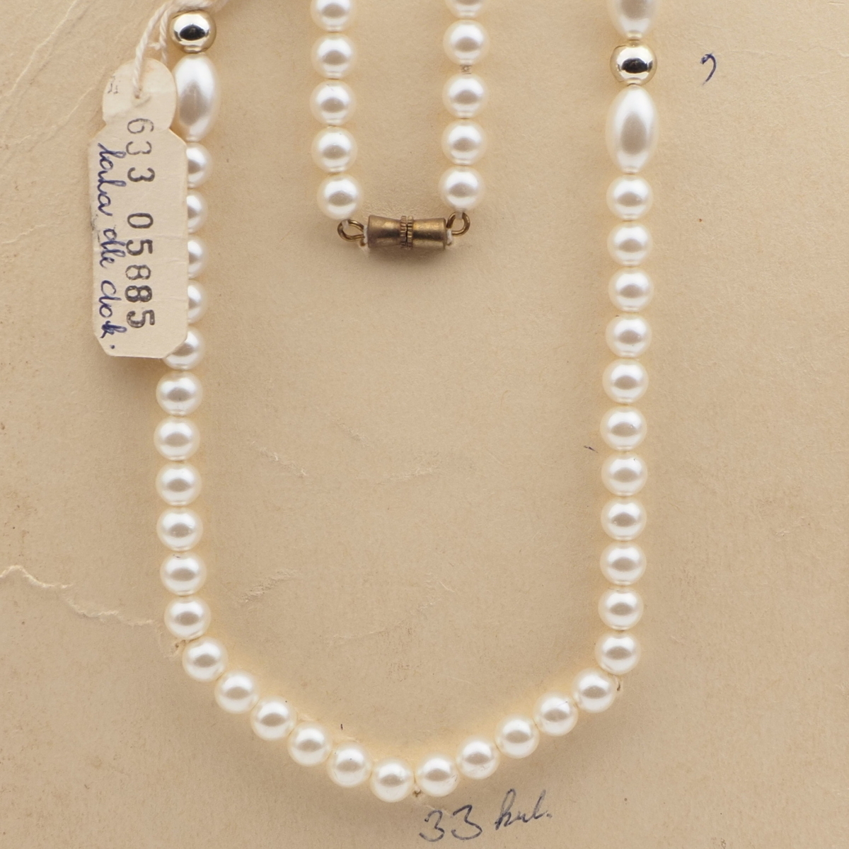 Vintage Czech necklace pearl round oval glass plastic beads 