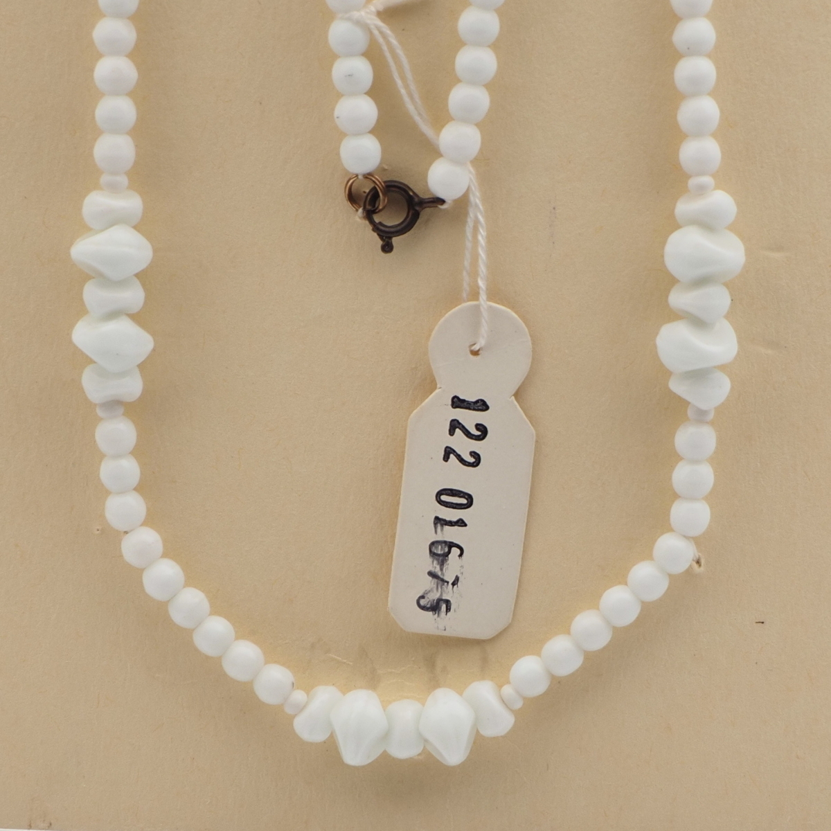 Vintage Czech necklace white opaline glass beads 47" - kopie