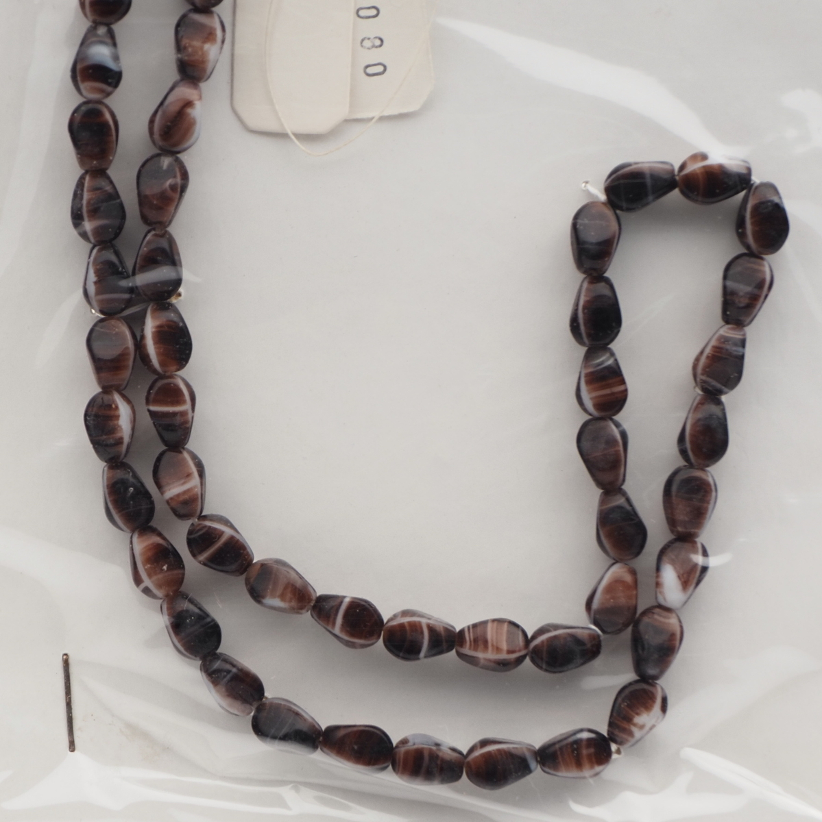 Vintage Czech necklace element marble glass beads 