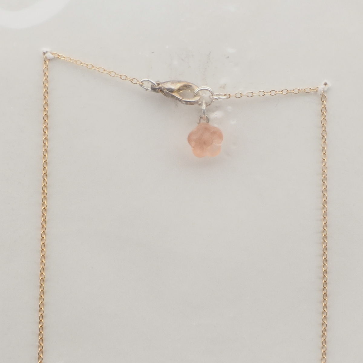 Vintage Czech gold chain necklace flower pendant glass beads 