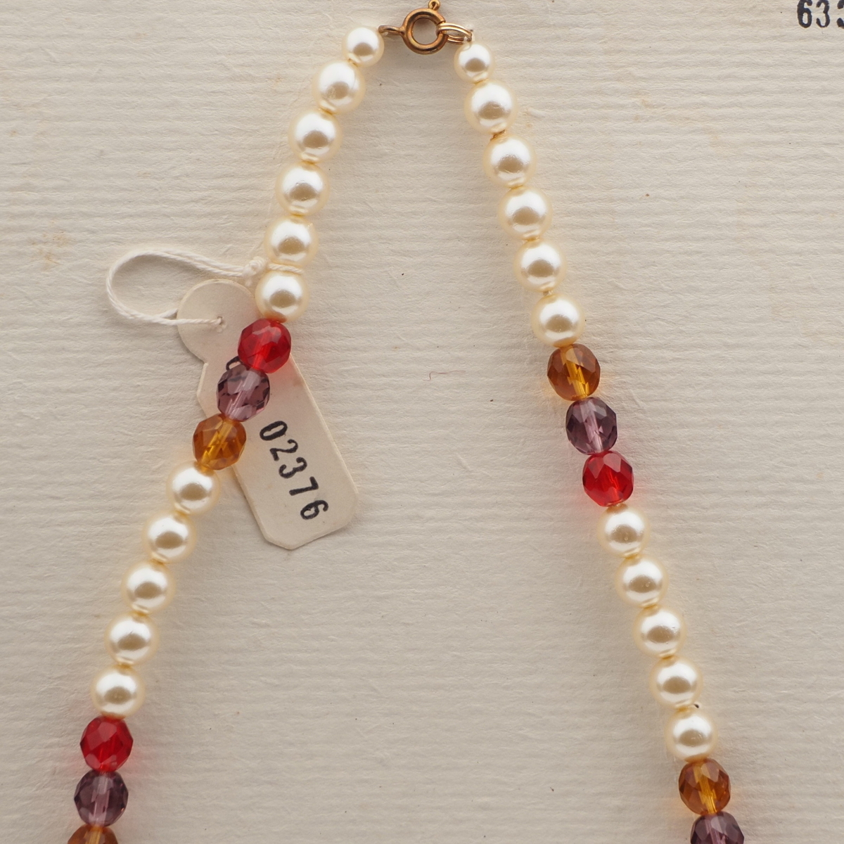 Vintage Czech necklace pearl topaz red blue glass beads 