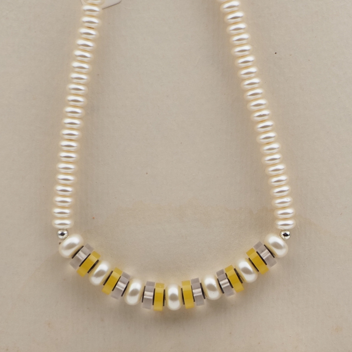 Vintage Czech necklace pearl rondelle glass plastic beads 
