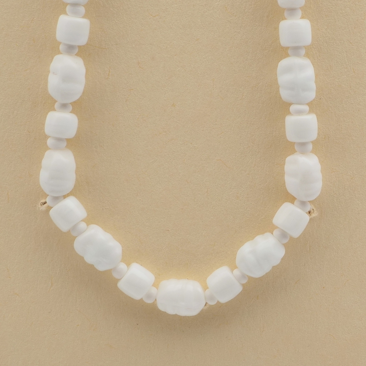Vintage Czech necklace white nugget rondelle glass beads 17"