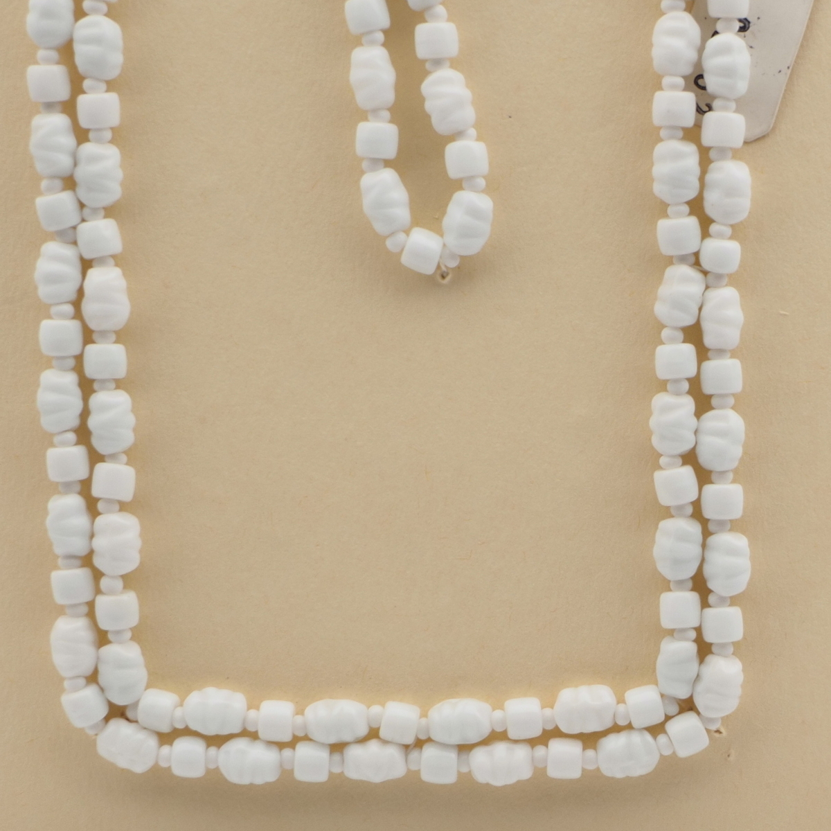 Vintage Czech necklace white nugget rondelle glass beads 48"