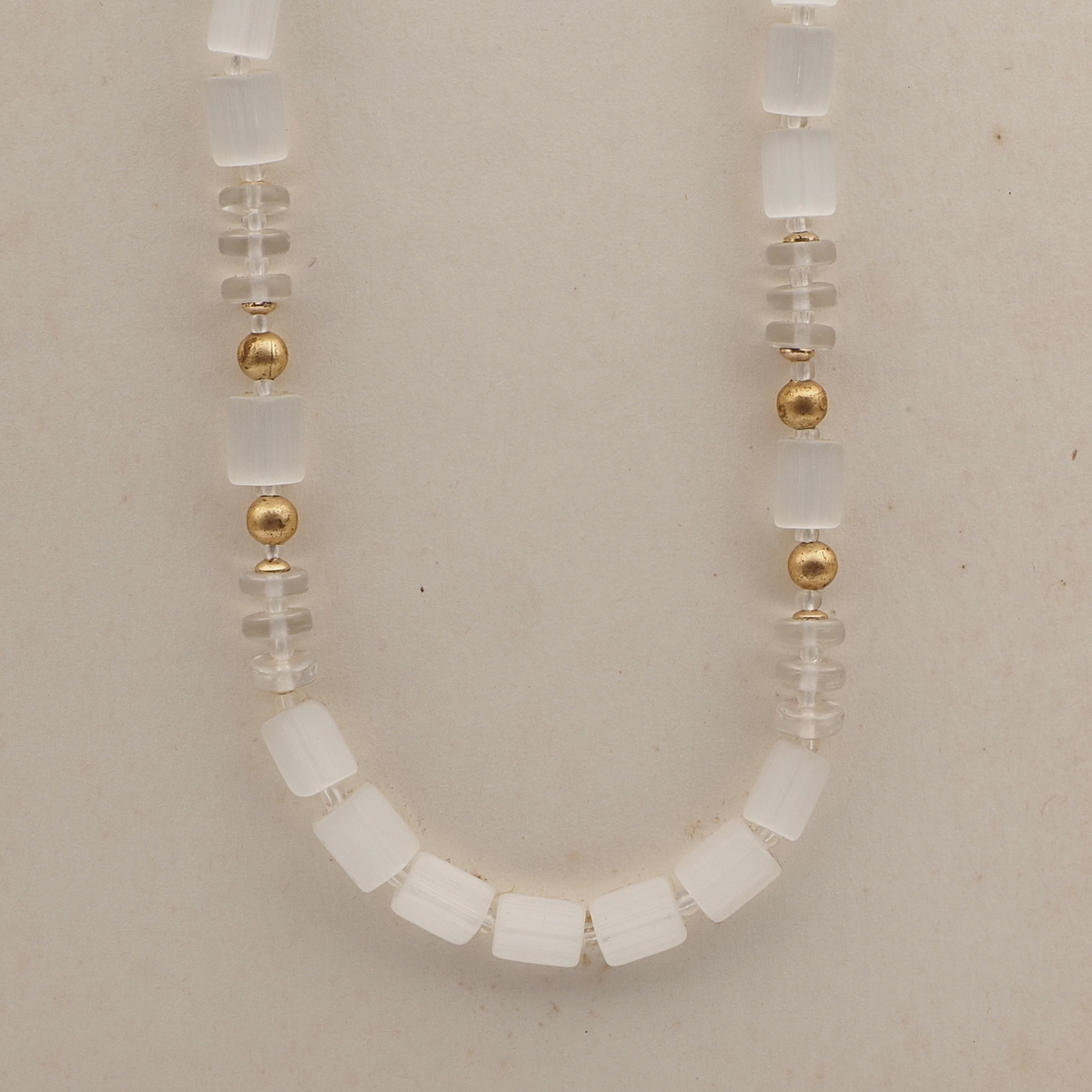 Vintage Czech necklace crystal satin atlas pentagon rondelle glass beads 