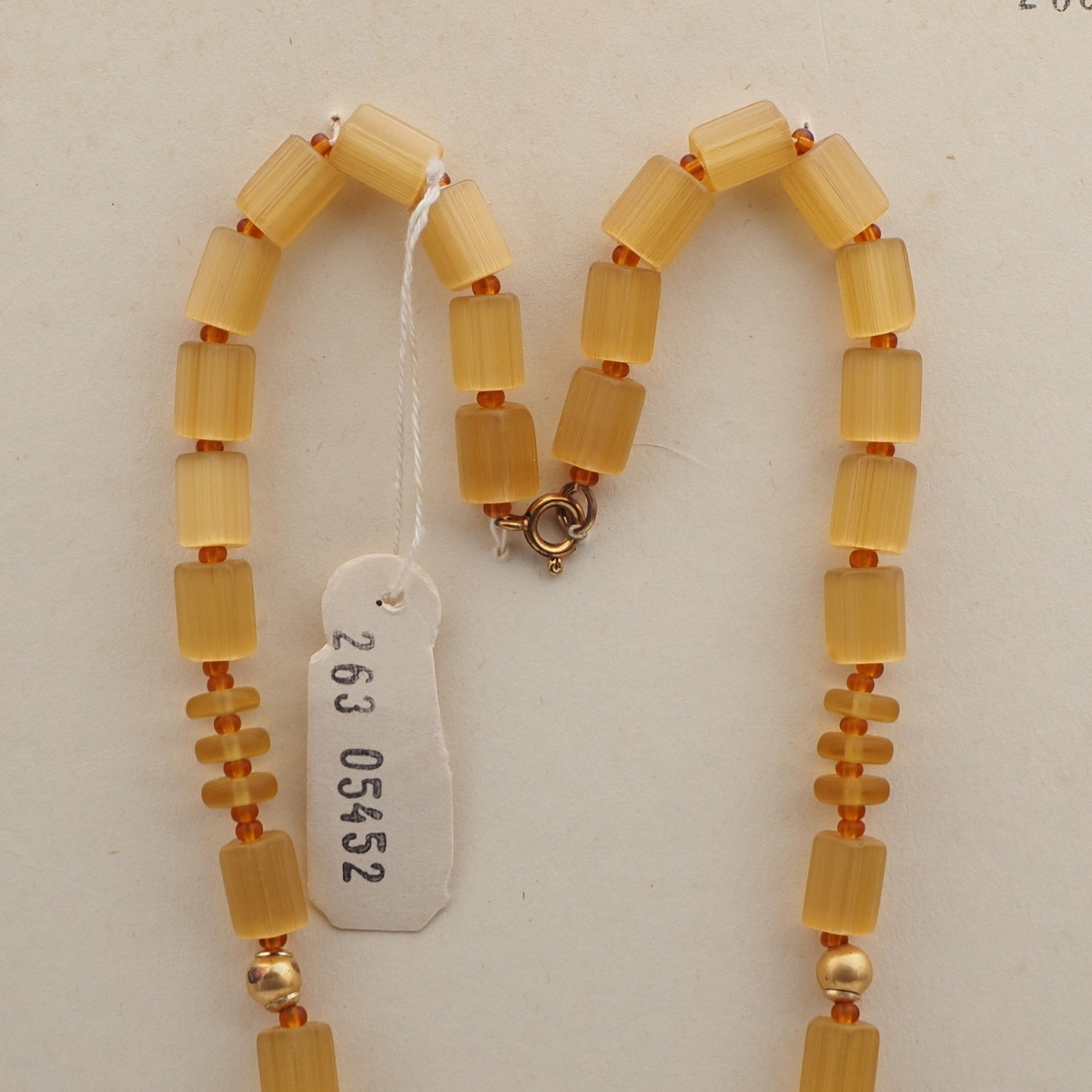 Vintage Czech necklace topaz satin atlas pentagon rondelle glass beads 