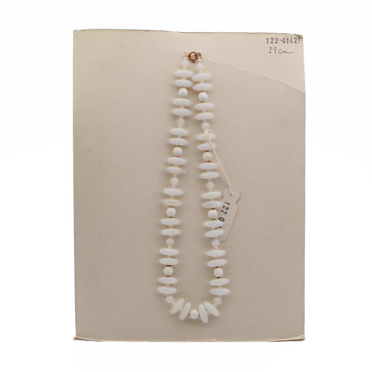 Vintage Czech necklace semi translucent opaque white glass beads 