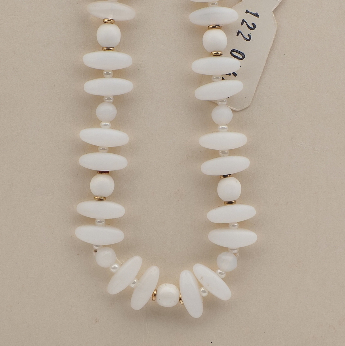Vintage Czech necklace semi translucent opaque white glass beads 