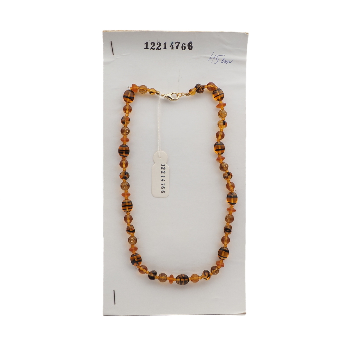 Vintage Czech necklace tortoise striped topaz glass beads 