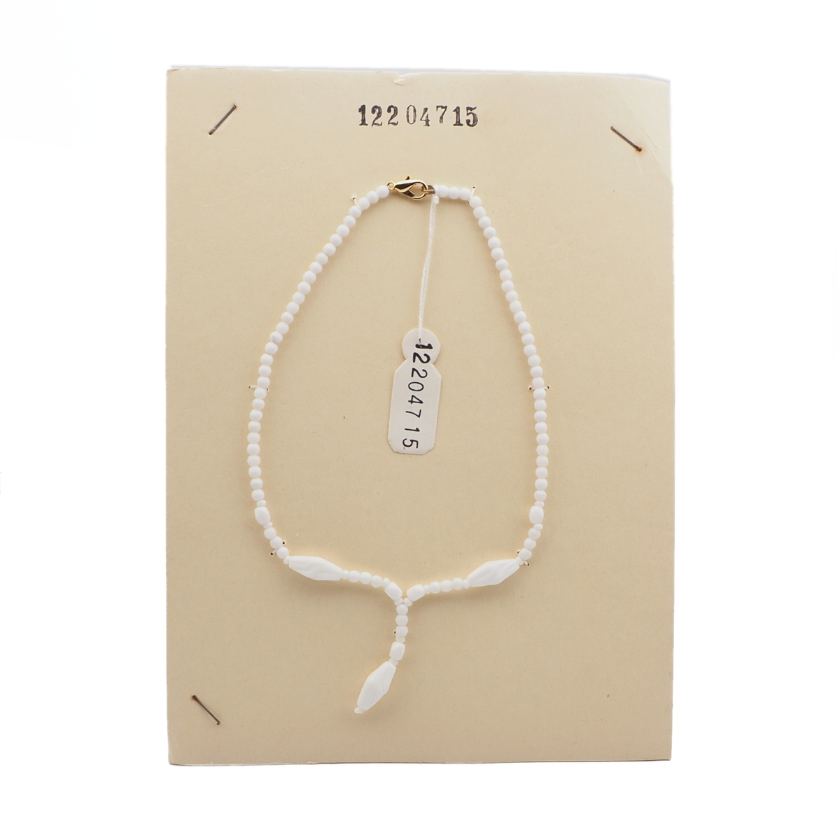 Vintage Czech necklace white round rectangle bicone glass beads 