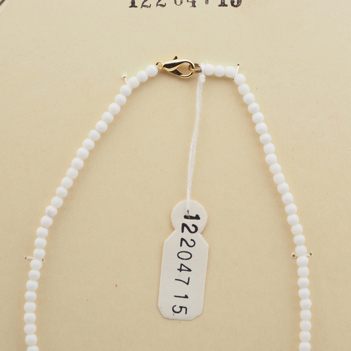 Vintage Czech necklace white round rectangle bicone glass beads 