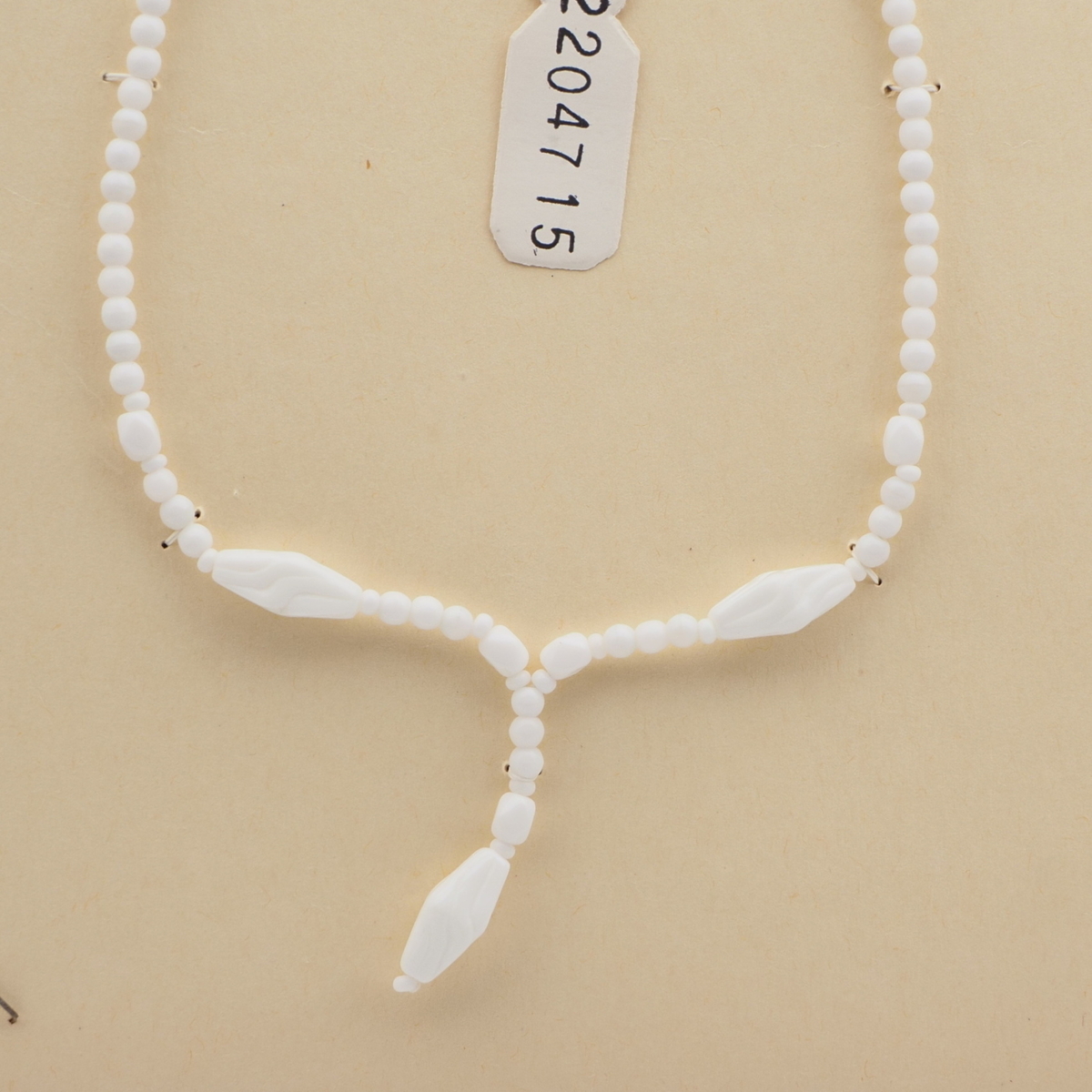 Vintage Czech necklace white round rectangle bicone glass beads 