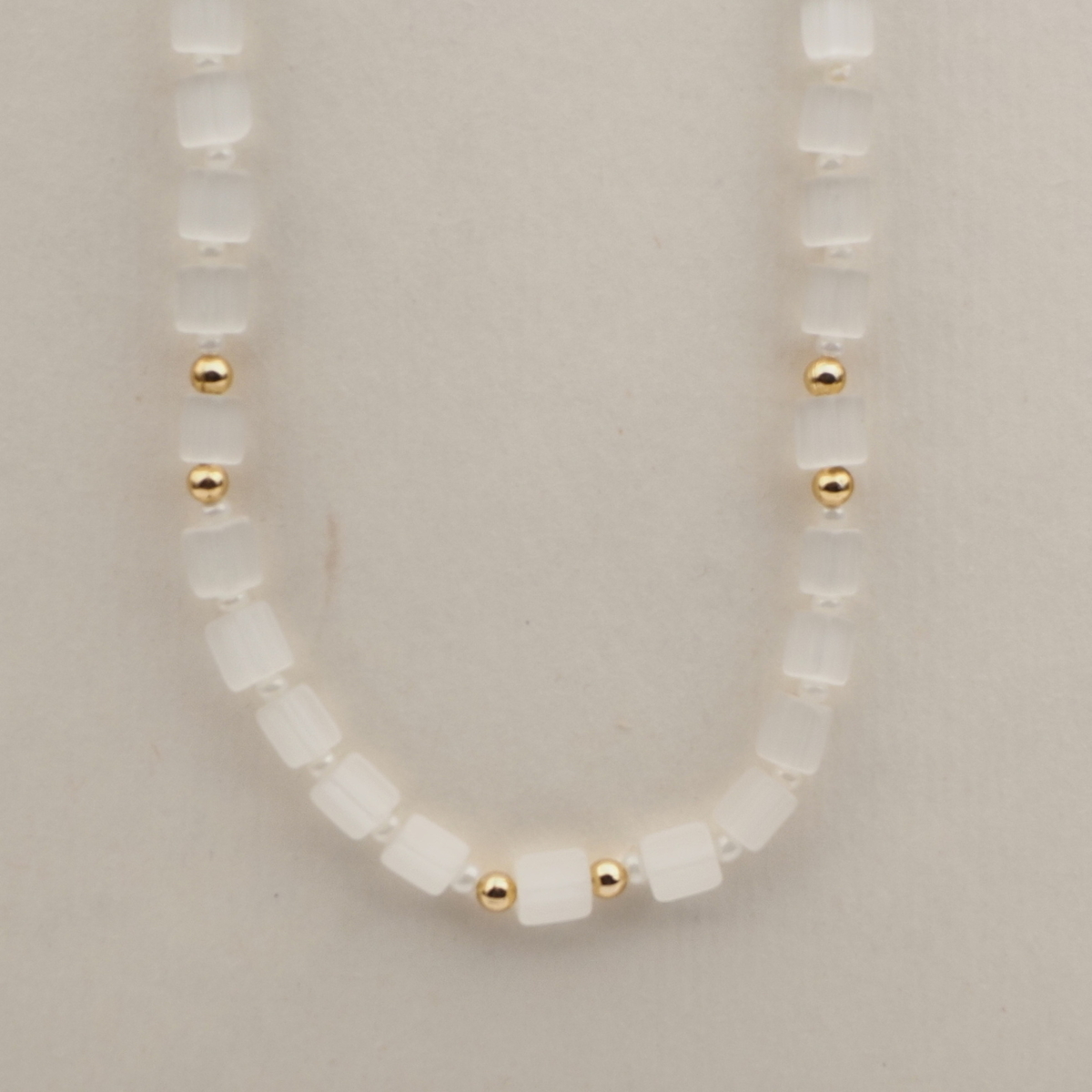 Vintage Czech necklace crystal satin atlas pentagon glass beads 