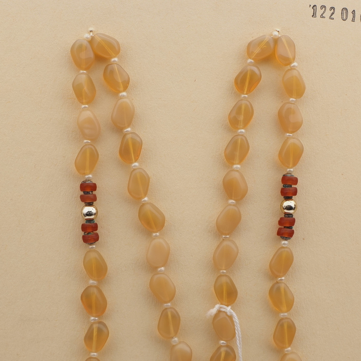Vintage Czech necklace beige opaline glass beads 