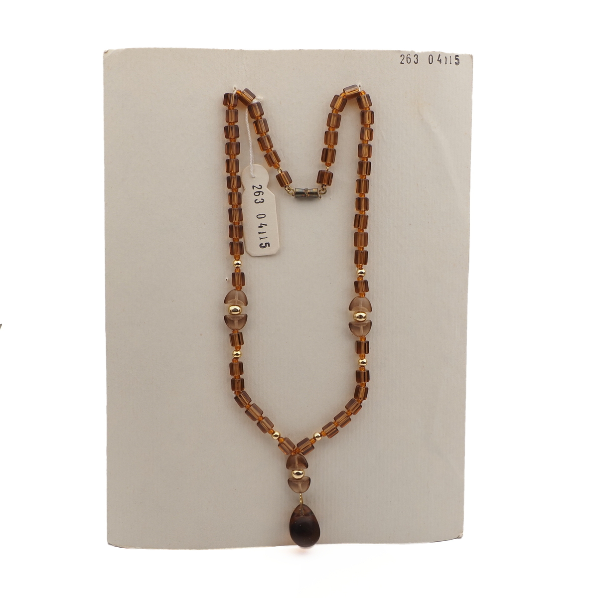 Vintage Czech necklace topaz pentagon grape pendant glass beads 