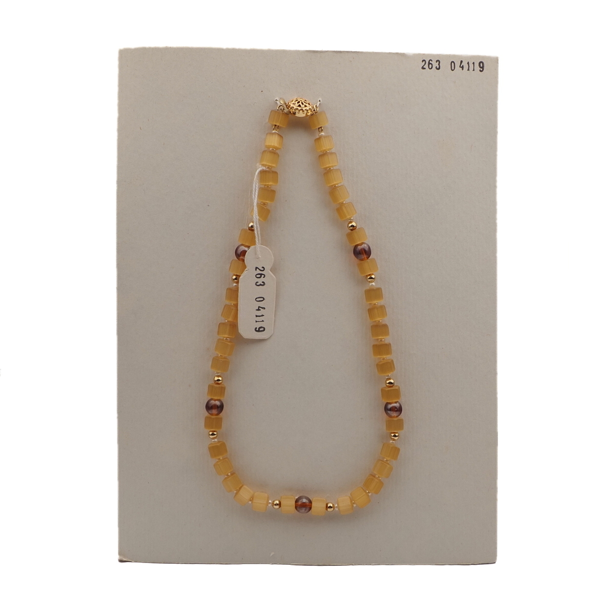 Vintage Czech necklace topaz satin atlas pentagon glass beads 