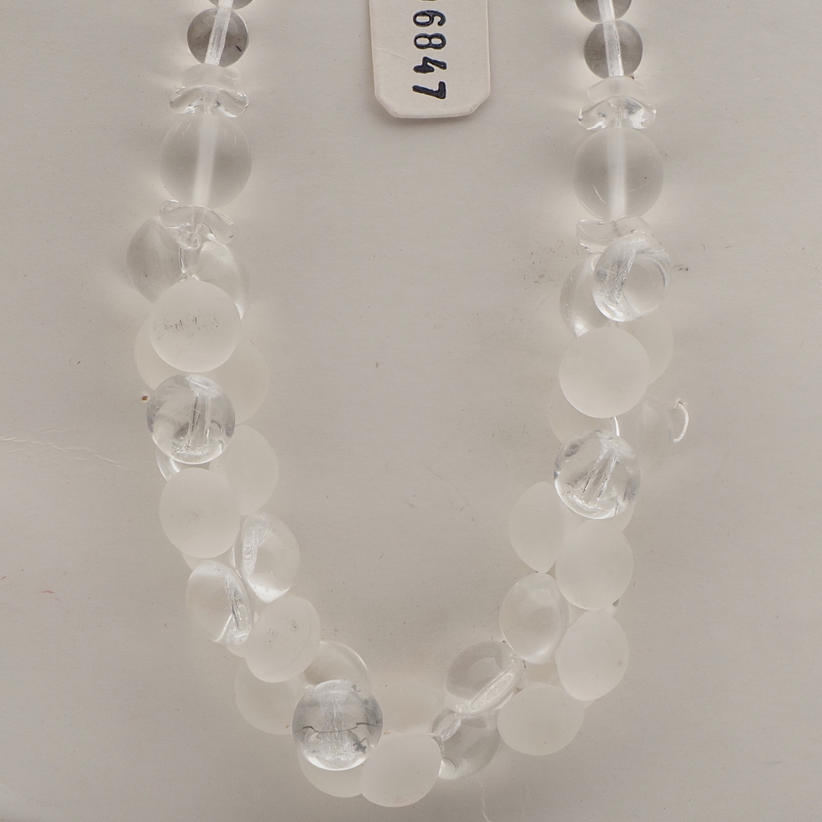 Vintage Czech necklace clear frost round disc glass beads 