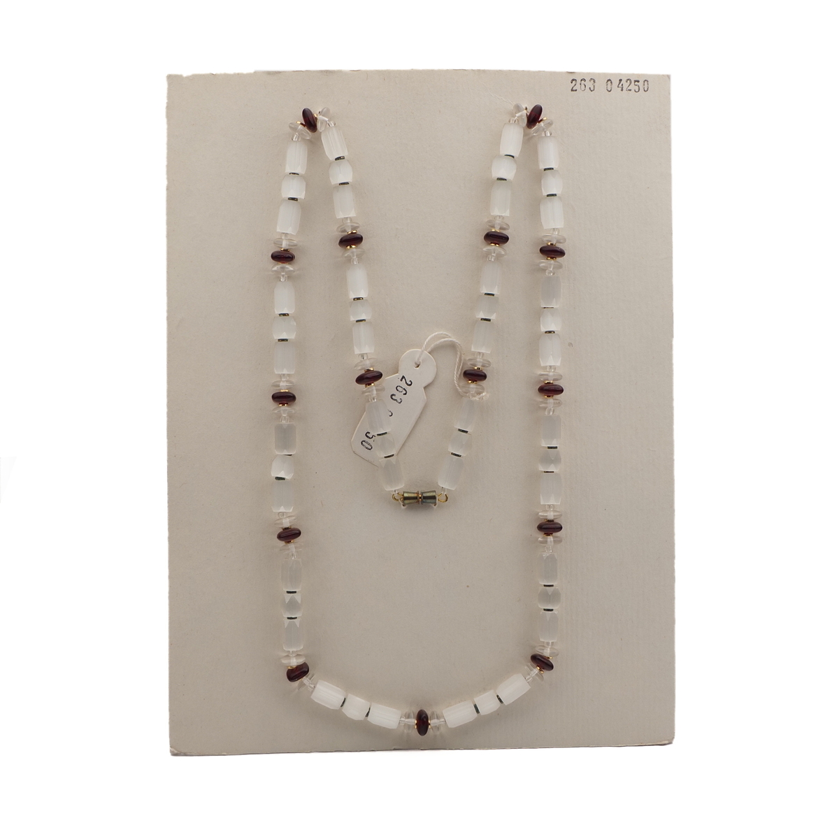 Vintage Czech necklace frost satin atlas pentagon rondelle glass beads 