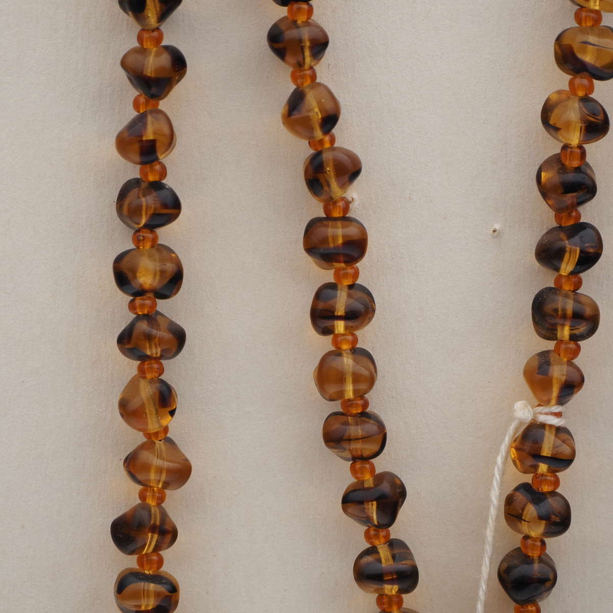 Vintage Czech necklace tortoise topaz nugget glass beads 