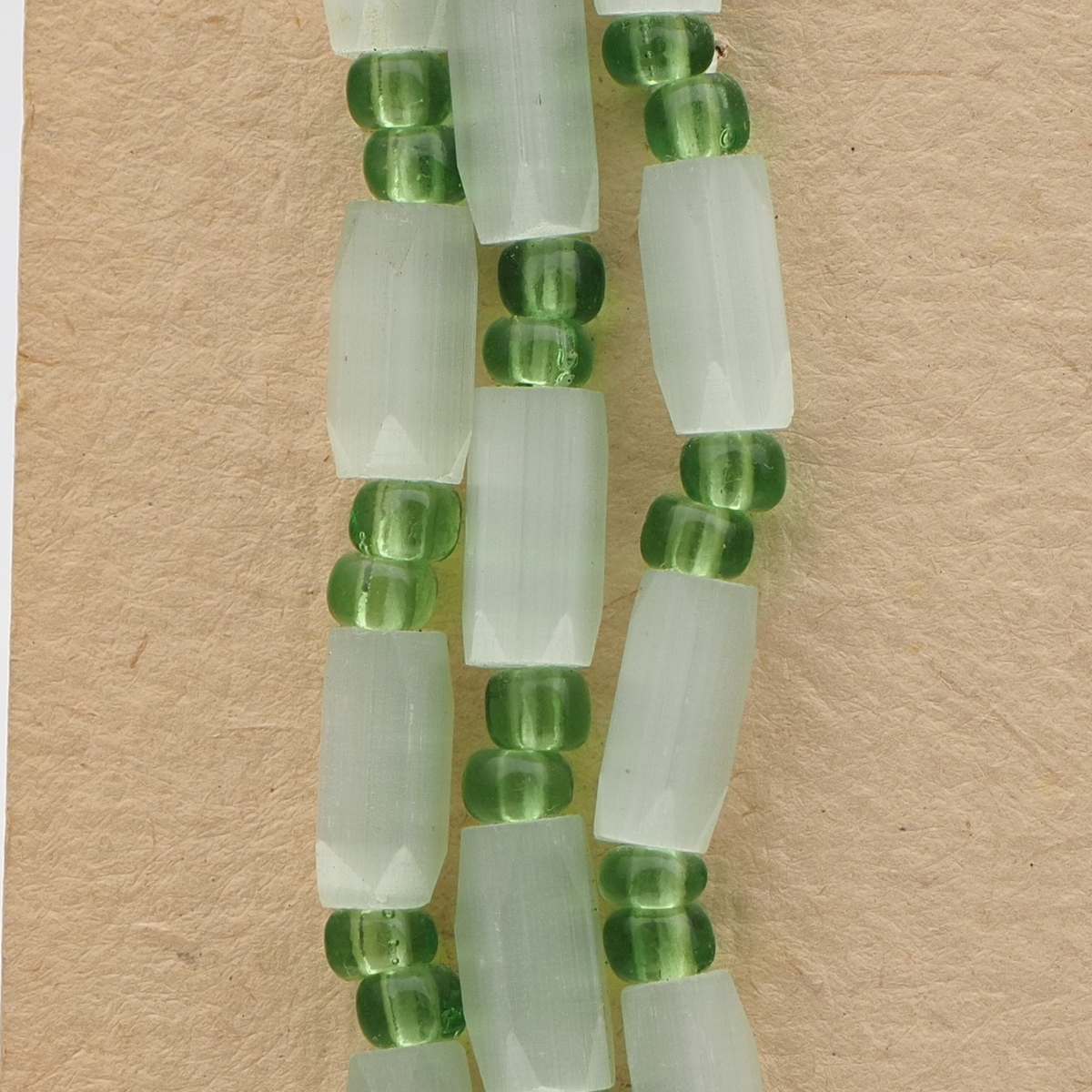 Vintage Czech 3 strand necklace frost satin atlas pentagon glass beads 