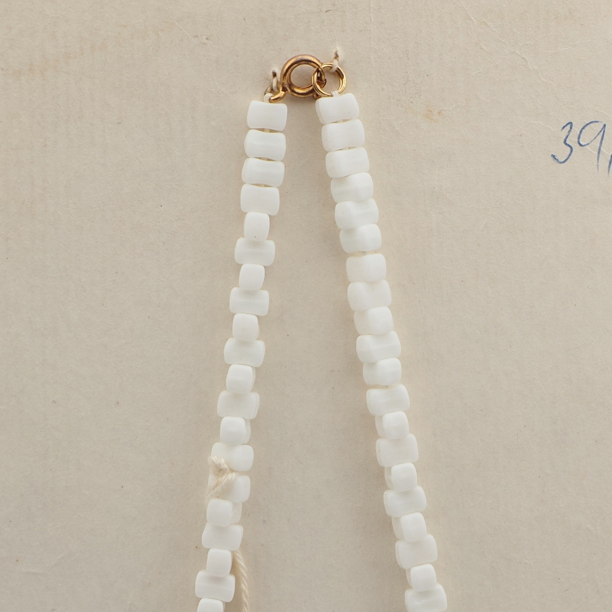 Vintage Czech necklace white dark blue glass beads 