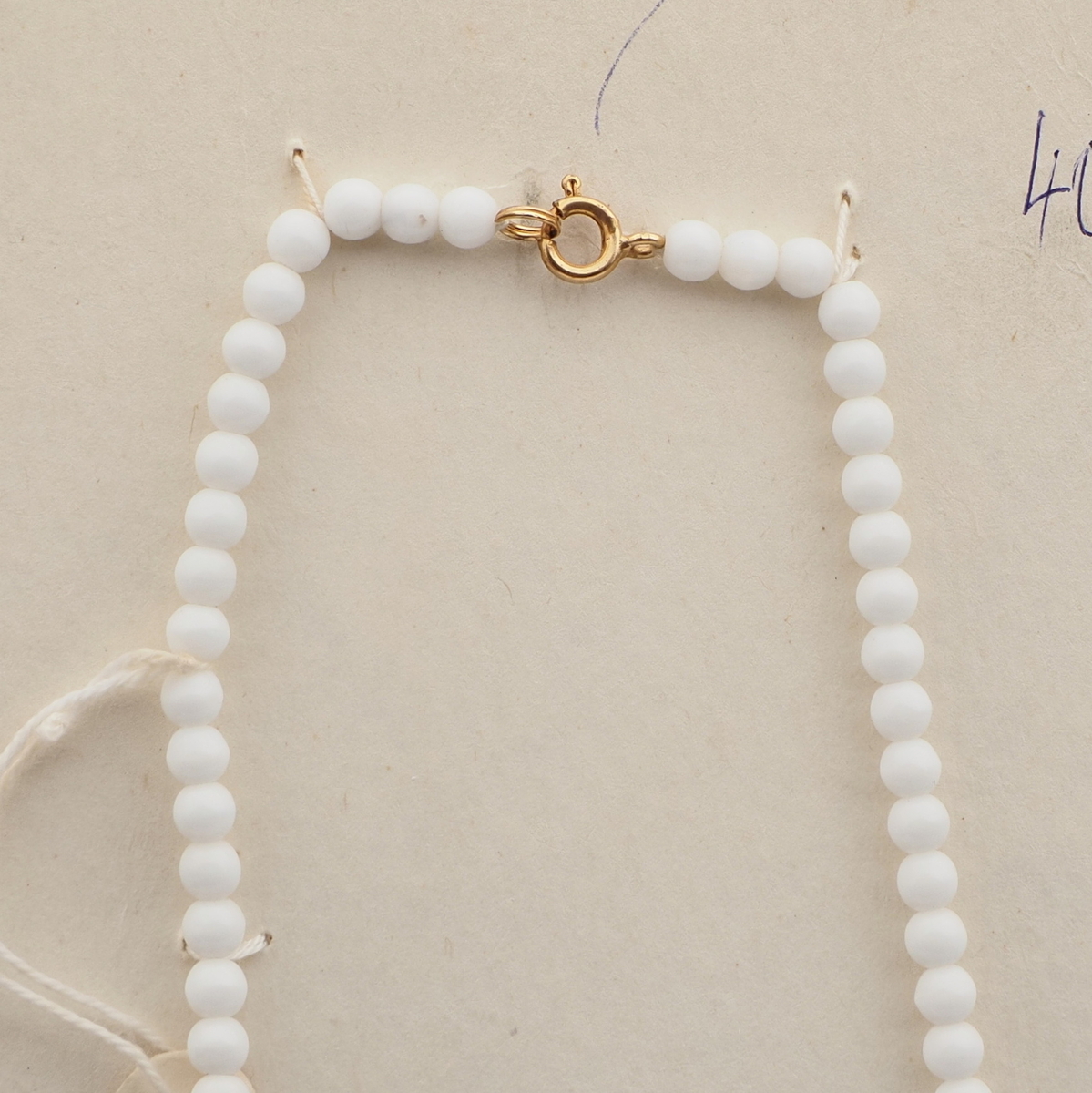 Vintage Czech necklace white glass plastic rondelle beads 