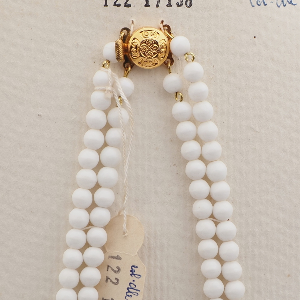 Vintage Czech 2 strand necklace white glass plastic rondelle beads