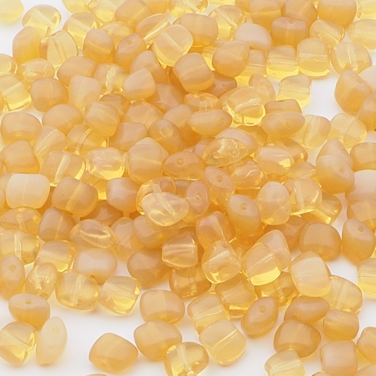 Lot (200) Czech topaz opaline frost nugget glass beads 8x6mm