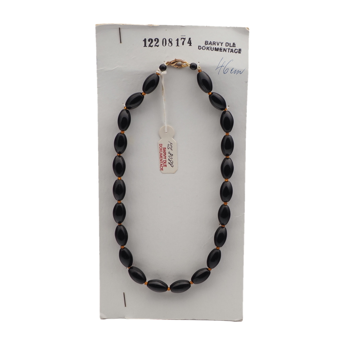 Vintage Czech necklace chunky black oval glass beads 