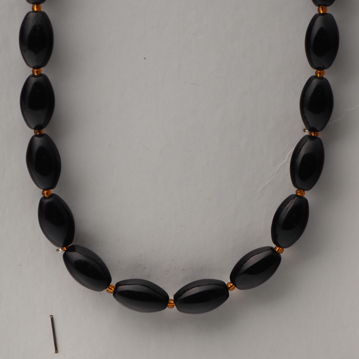Vintage Czech necklace chunky black oval glass beads 
