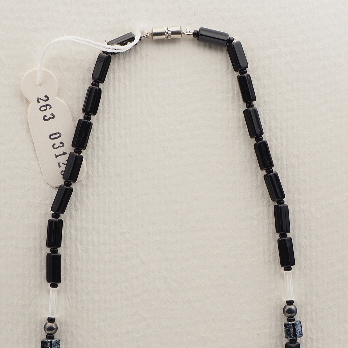 Vintage Czech necklace clear black pearl hematite glass beads