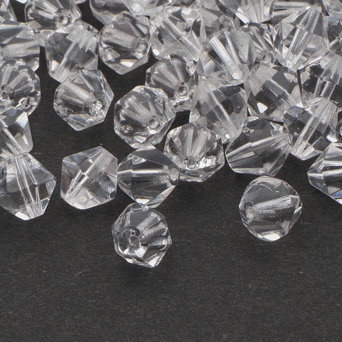 Lot (180) Czech crystal clear bicone faceted glass beads 8mm
