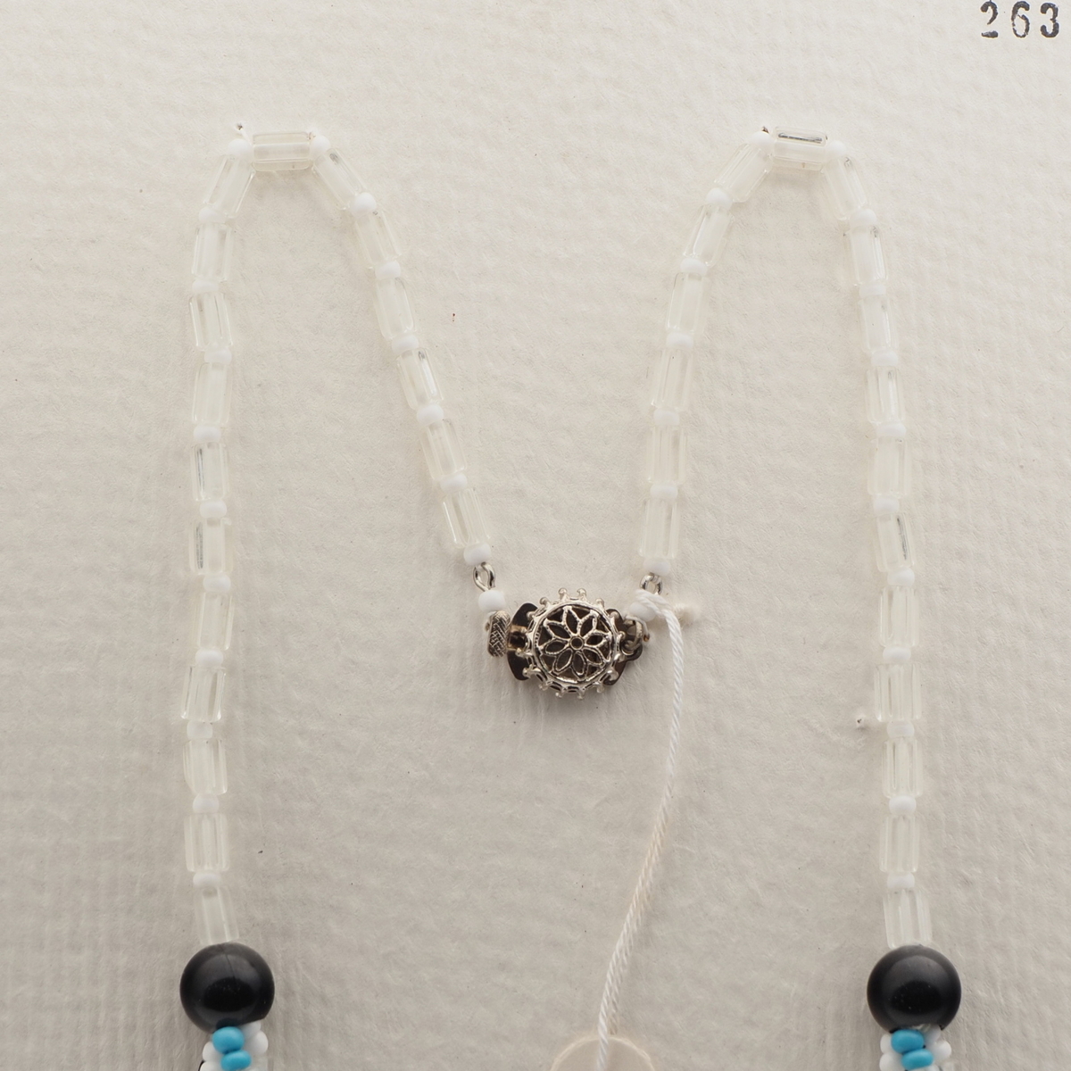 Vintage Czech 1 to 3 strand necklace clear black bicolor pentagon glass beads 