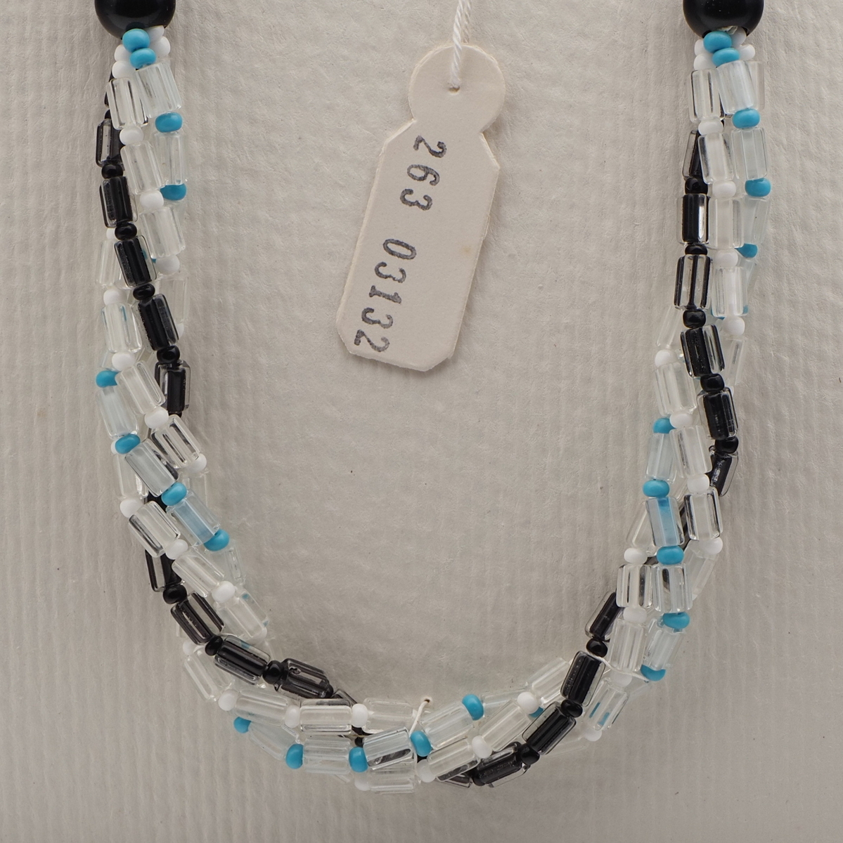 Vintage Czech 1 to 3 strand necklace clear black bicolor pentagon glass beads 