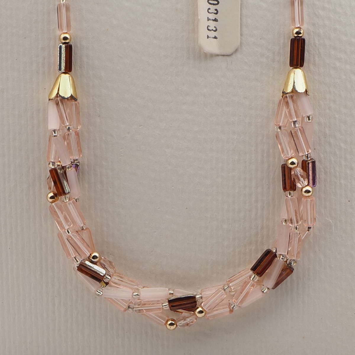 Vintage Czech 1 to 4 strand necklace vitrail topaz clear pentagon glass beads 