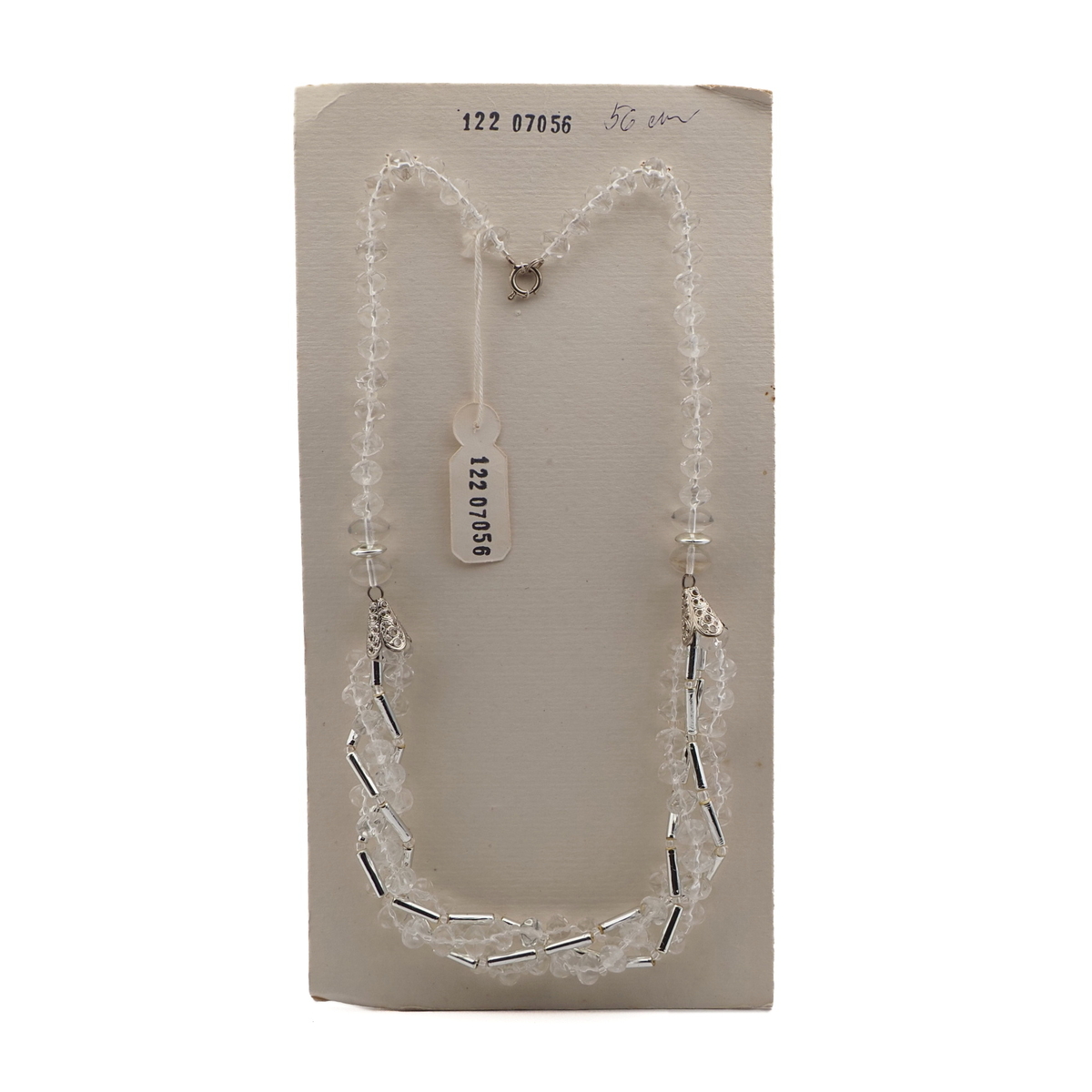 Vintage Czech 1 to 4 strand necklace clear rondelle glass beads silver plastic beads