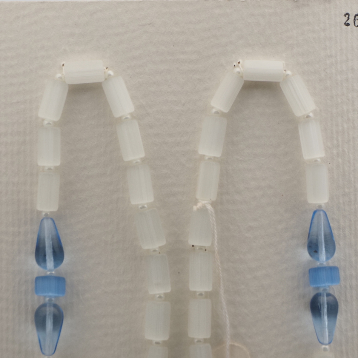 Vintage Czech necklace frost blue satin atlas pentagon blue teardrop glass beads 
