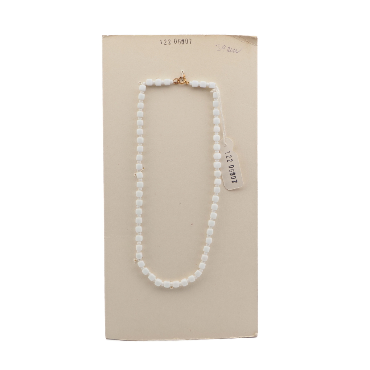 Vintage Czech necklace white cube seed glass beads 