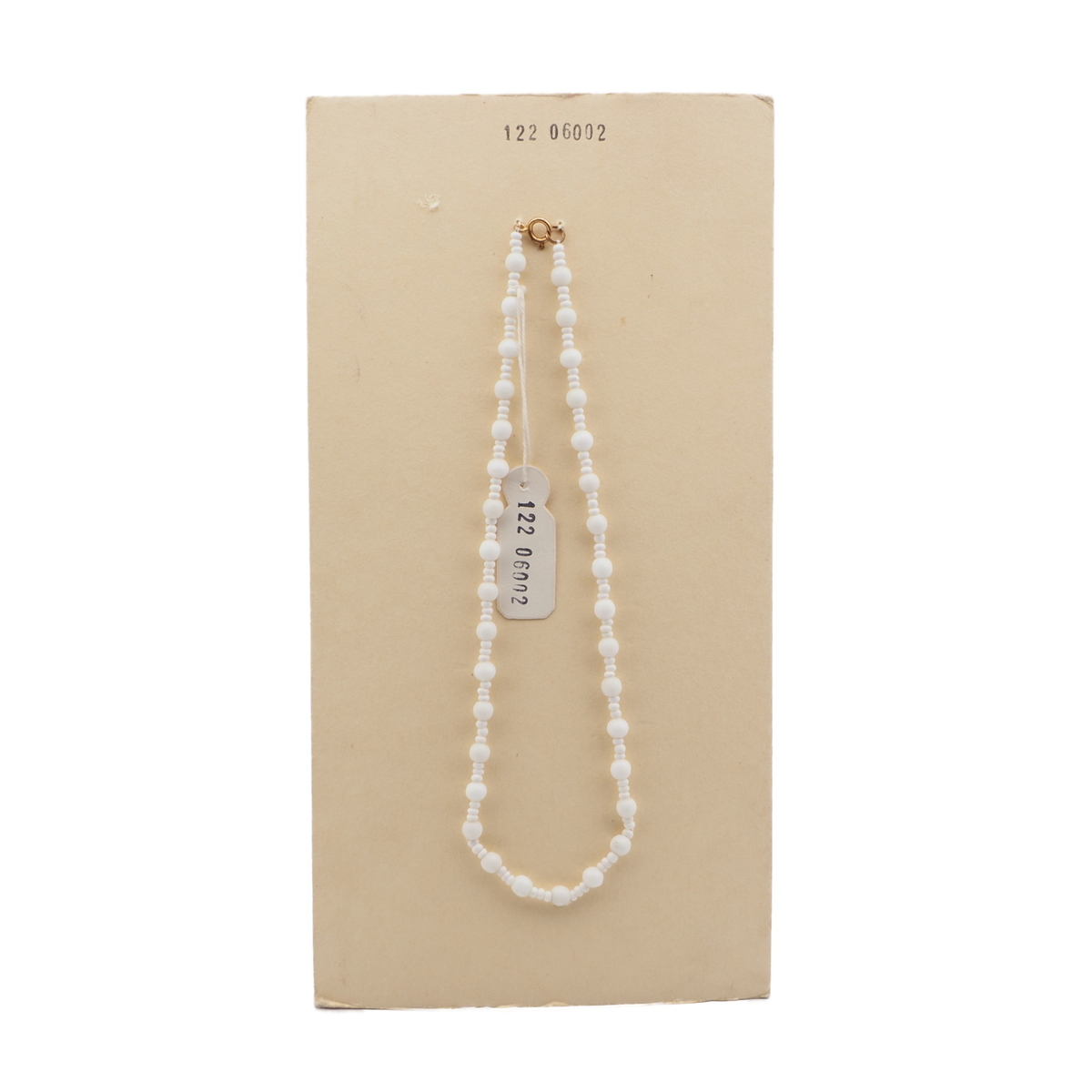 Vintage Czech necklace white round seed glass beads 