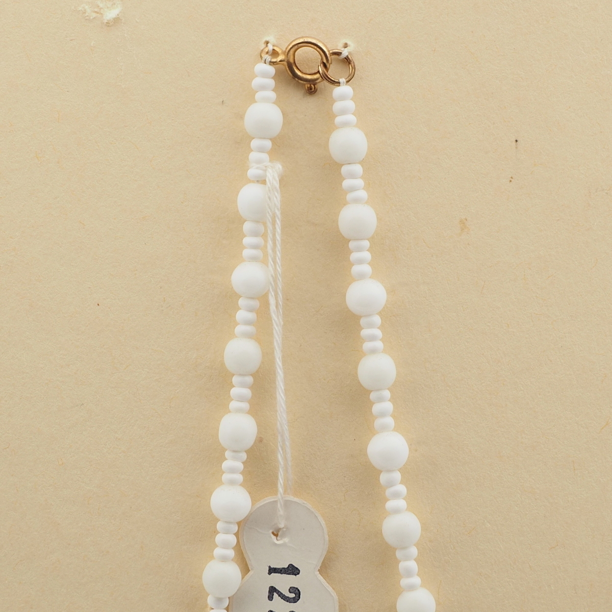 Vintage Czech necklace white round seed glass beads 