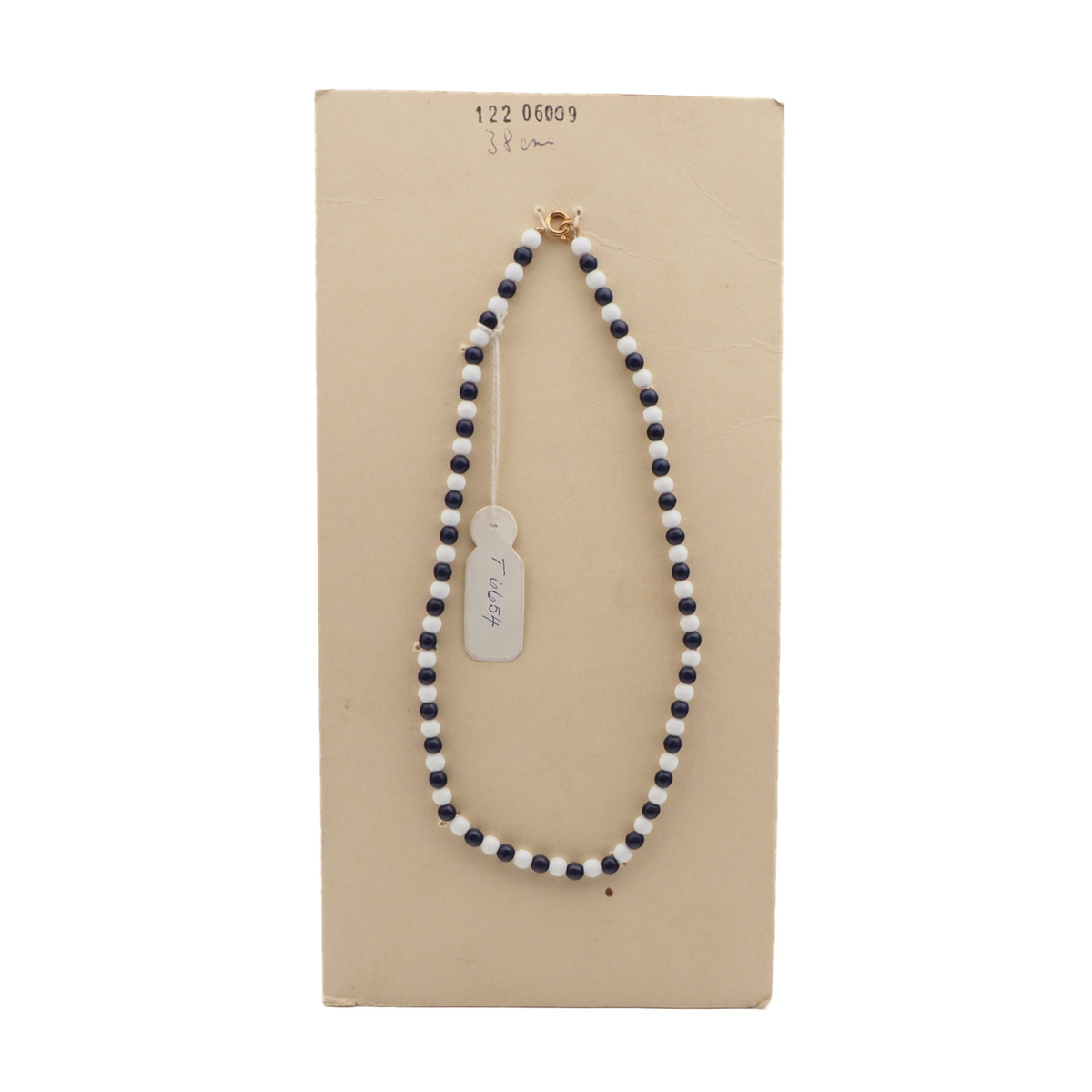 Vintage Czech necklace blue white round glass beads 