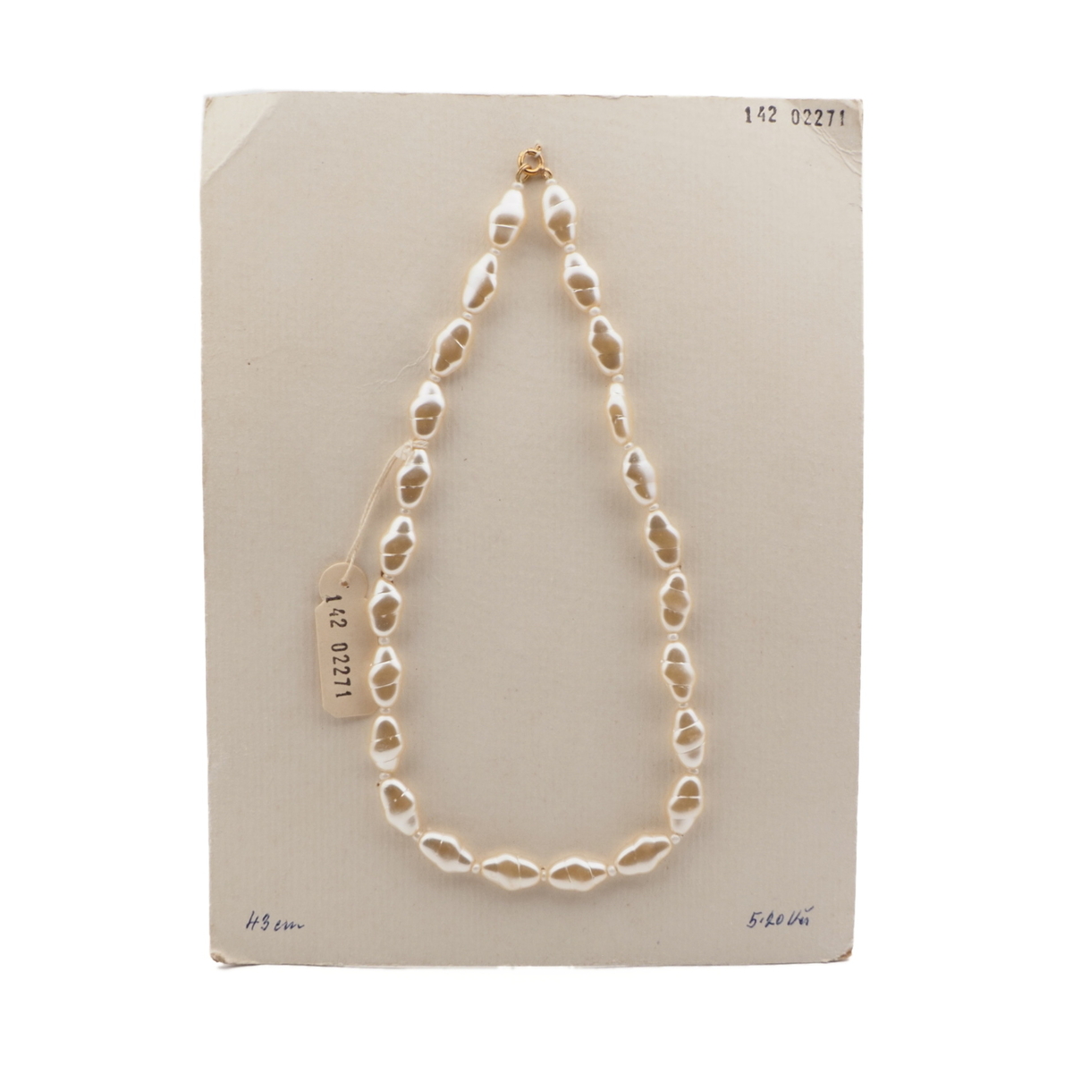 Vintage Czech necklace pearl oval glass beads