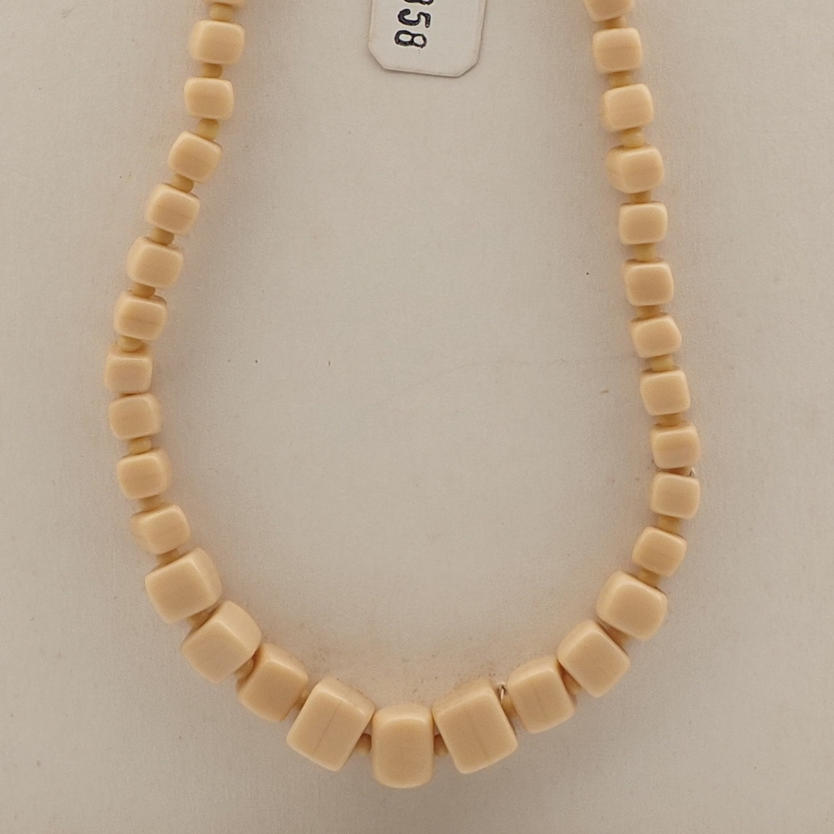 Vintage Czech necklace beige cube seed glass beads 